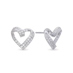 18k gold plated heart earrings with silver